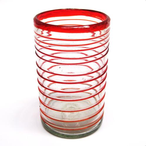 Espiral / Juego de 6 vasos grandes con espiral rojo rub / stos elegantes vasos cubiertos con una espiral rojo rub darn un toque artesanal a su mesa.